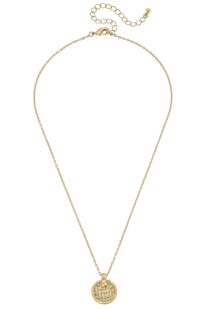 Danielle Raffia Delicate Disc Necklace in Natural - Canvas Style