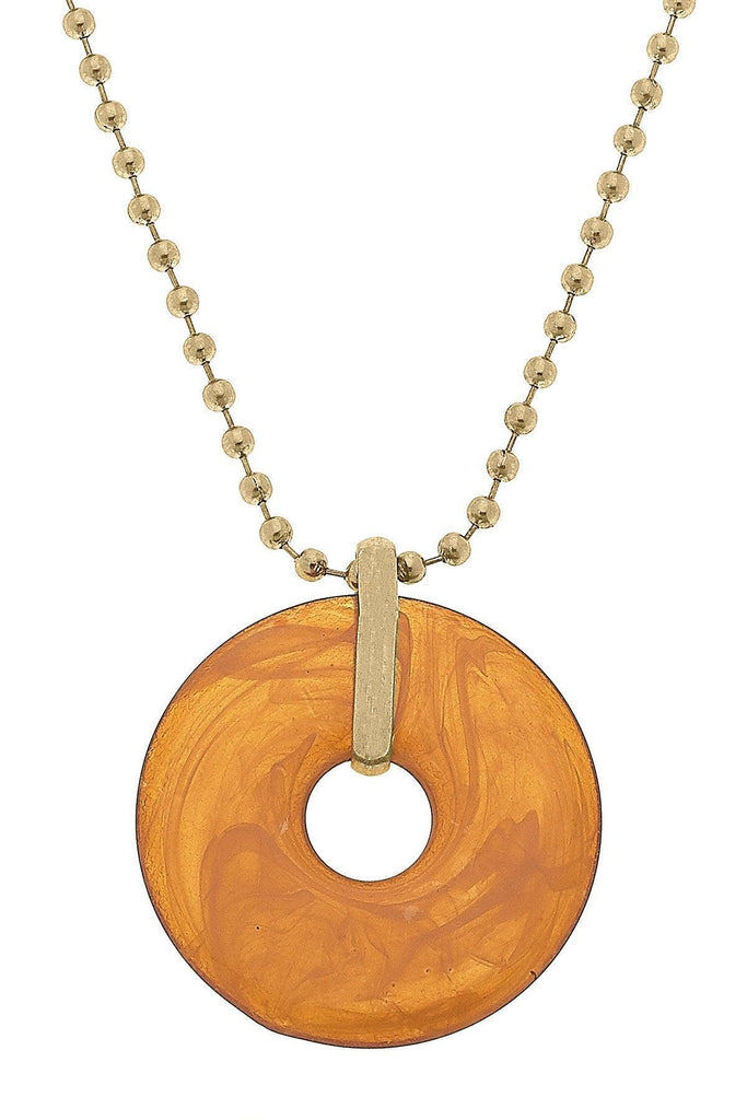 Daphne Resin O Ring Pendant Necklace in Amber - Canvas Style