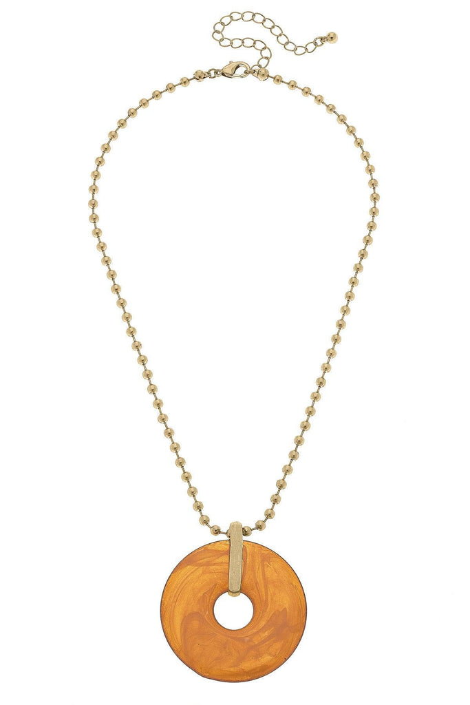 Daphne Resin O Ring Pendant Necklace in Amber - Canvas Style