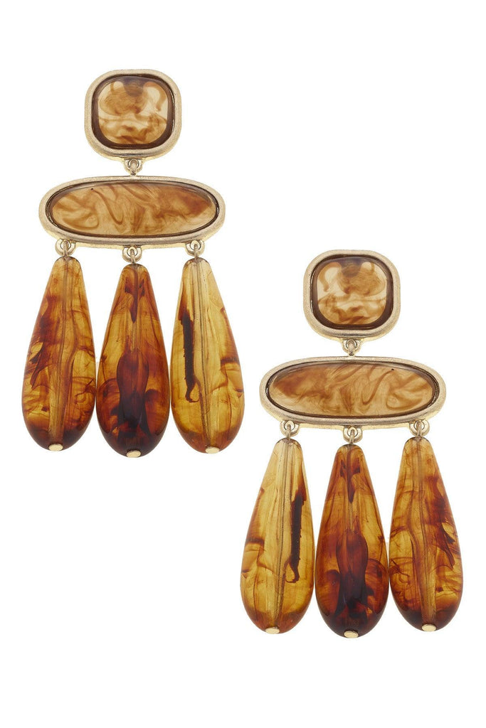 Daphne Resin Statement Earrings in Amber & Satin Gold - Canvas Style