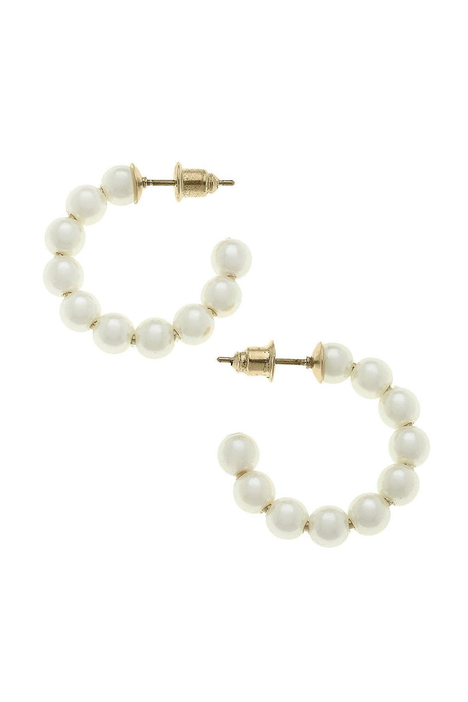 Demi Hoop Earrings In Ivory Pearl - Canvas Style