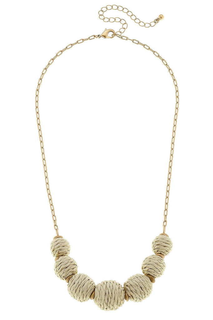 Demi Raffia Bead Statement Necklace in Natural - Canvas Style
