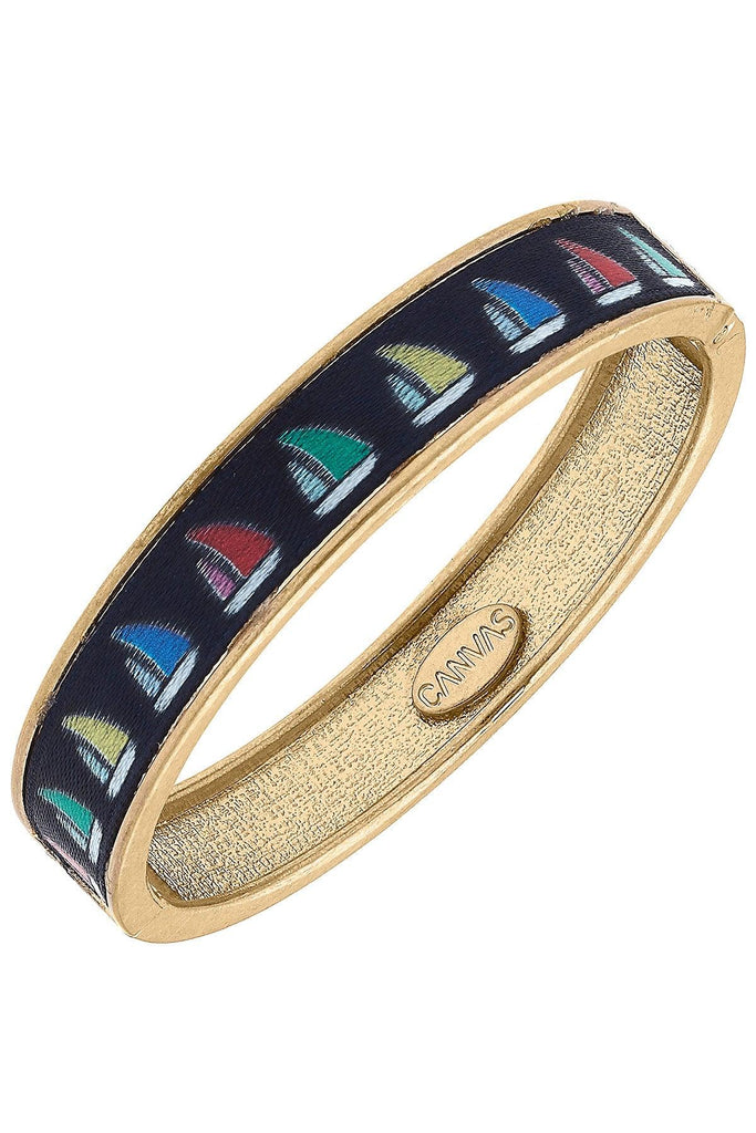 Dorothy Sailboat Hinge Bangle in Word Gold - Canvas Style