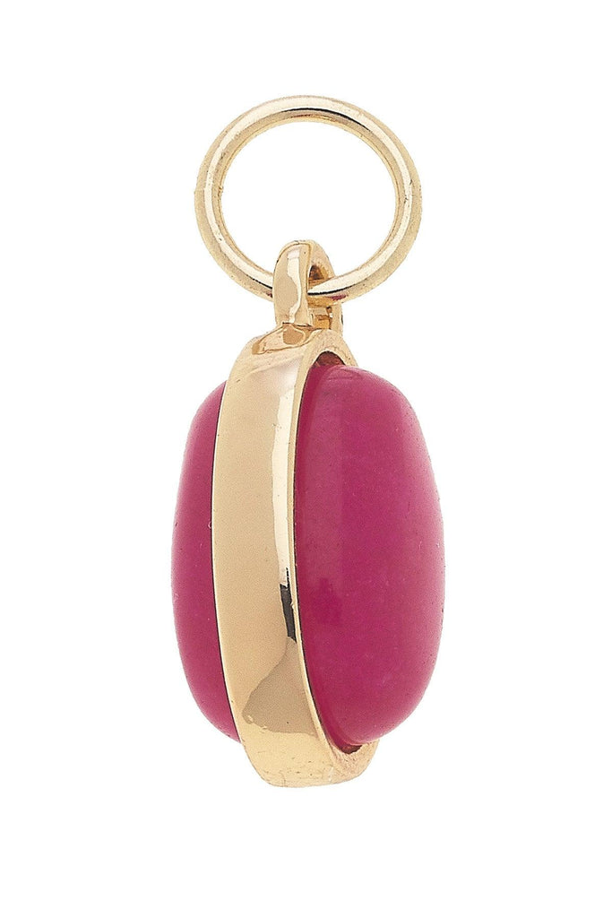 Dyed Jade Gemstone Charm in Fuchsia - Canvas Style