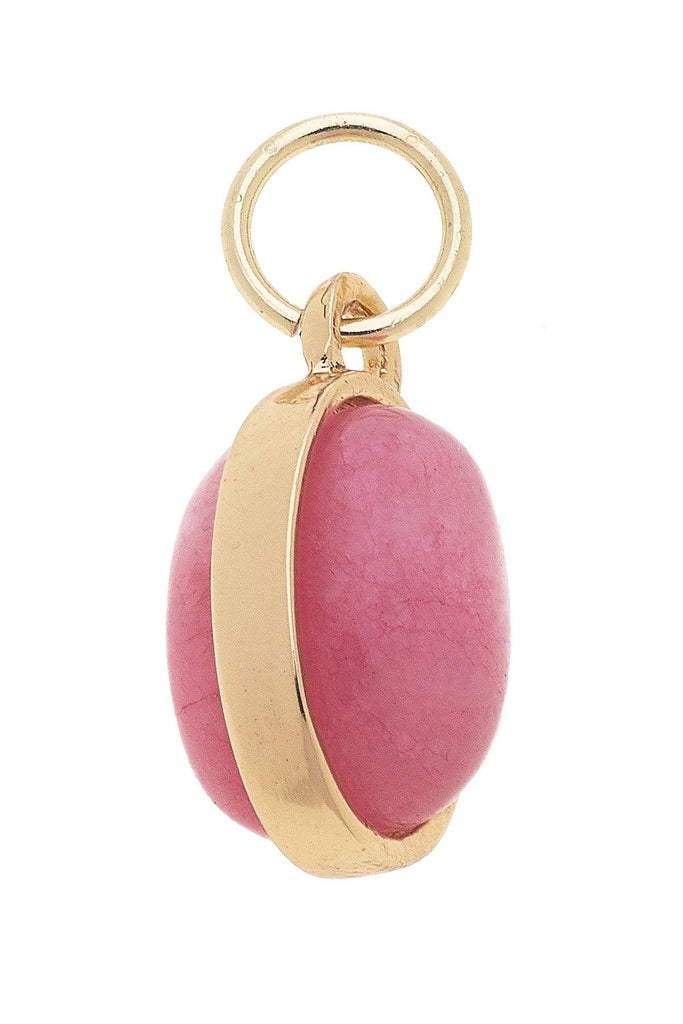 Dyed Jade Gemstone Charm in Light Pink - Canvas Style