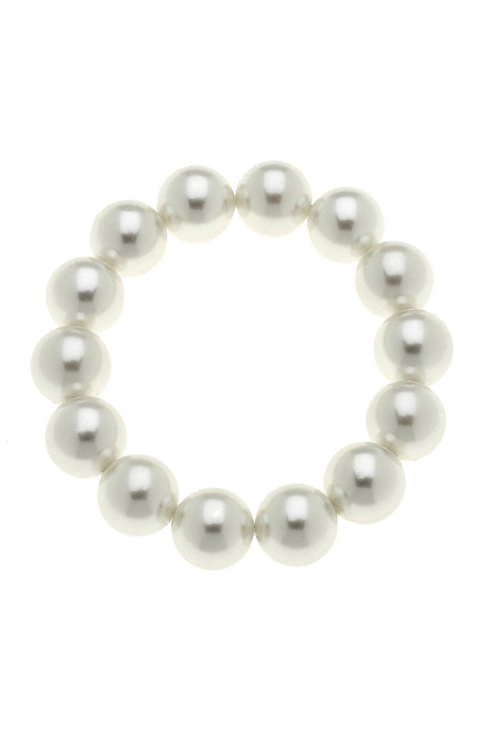 Eleanor Beaded Pearl Stretch Bracelet in Ivory - Canvas Style