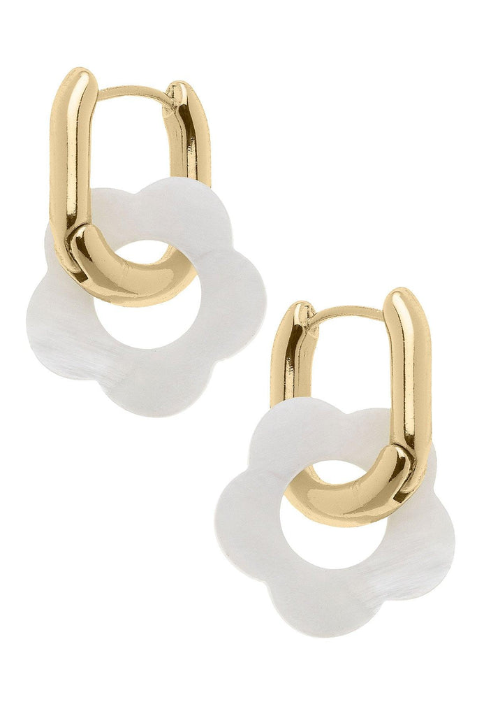 Eleanor Hoop Earrings in Worn Gold & M.O.P - Canvas Style