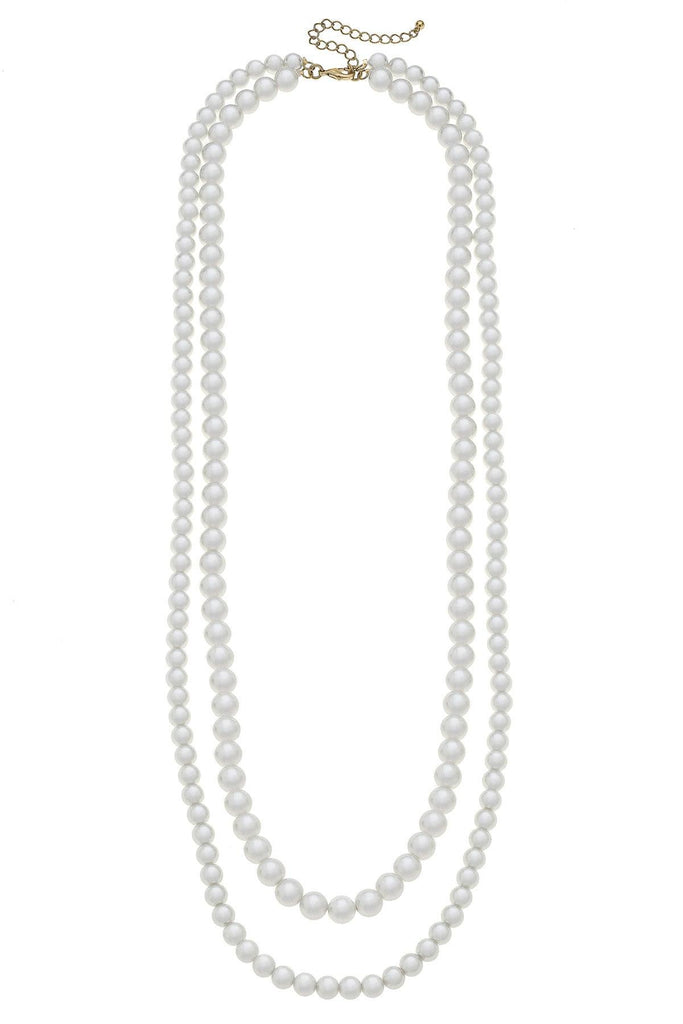 Elizabeth 2-Row Classic Pearl Necklace in Ivory - Canvas Style