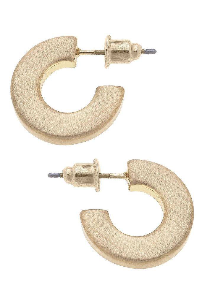 Emmy Small Flat Hoop Earrings in Satin Gold - Canvas Style