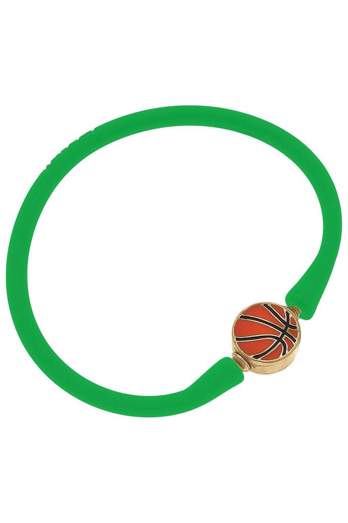 Enamel Basketball Silicone Bali Bracelet in Green - Canvas Style