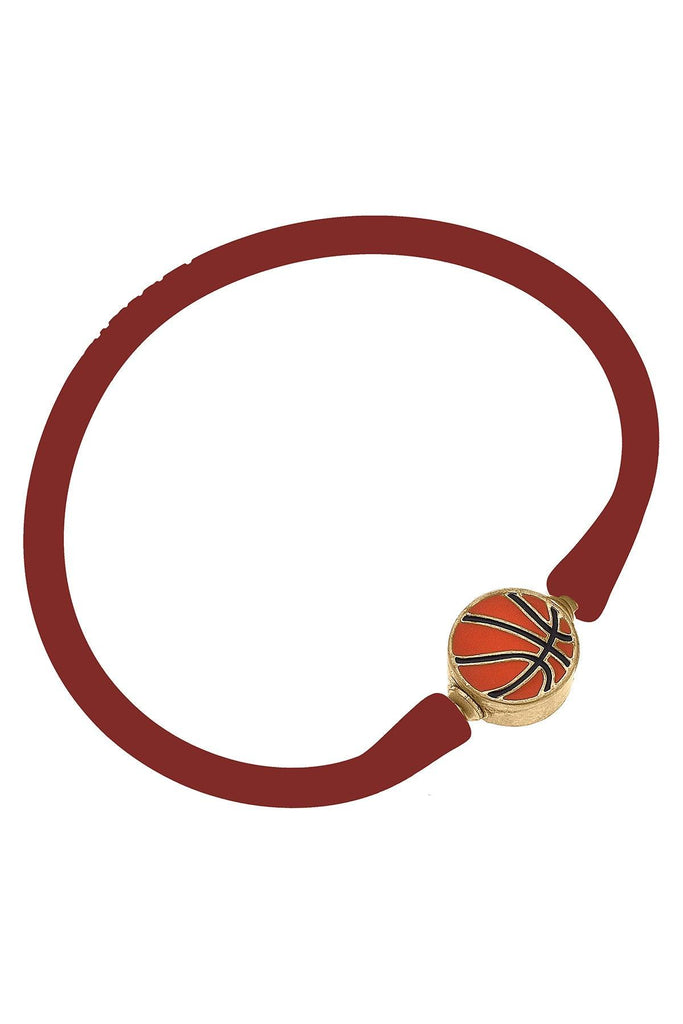 Enamel Basketball Silicone Bali Bracelet in Rust - Canvas Style