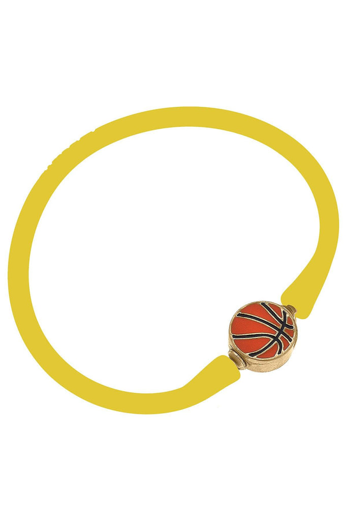 Enamel Basketball Silicone Bali Bracelet in Yellow - Canvas Style
