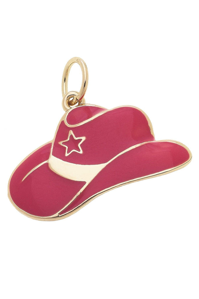 Enamel Cowgirl Hat Charm in Pink - Canvas Style