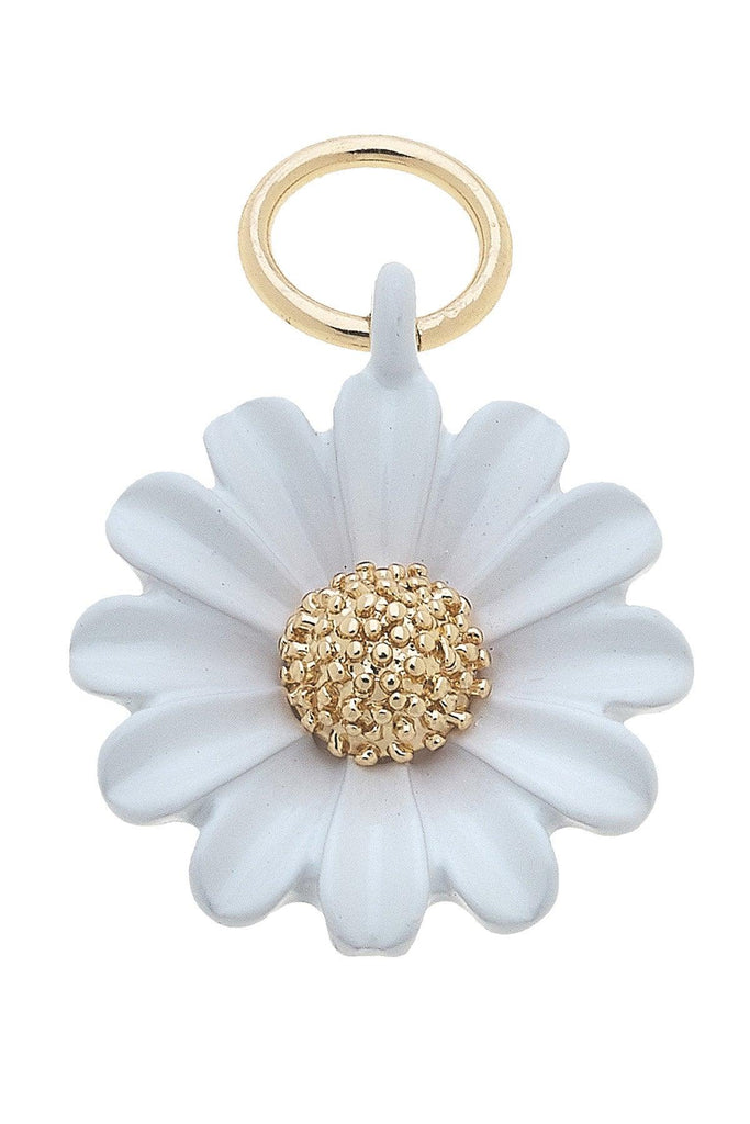 Enamel Daisy Flower Charm in White - Canvas Style