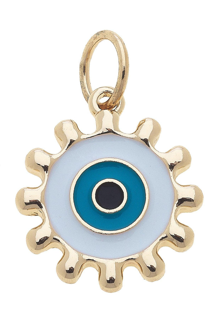 Enamel Evil Eye Charm in Blue & White - Canvas Style