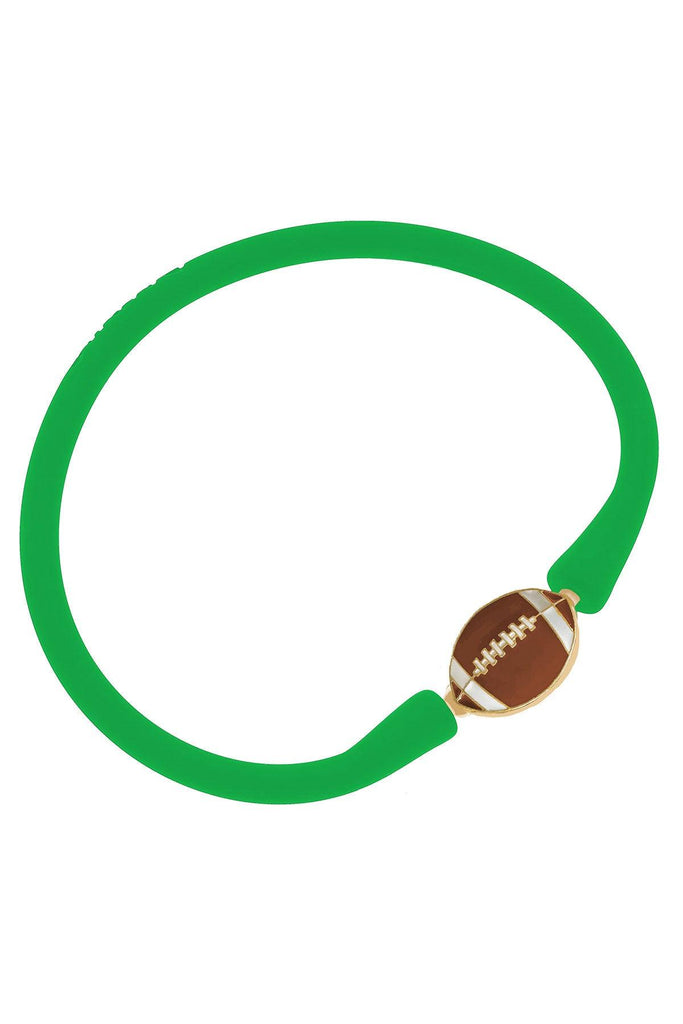 Enamel Football Silicone Bali Bracelet in Green - Canvas Style