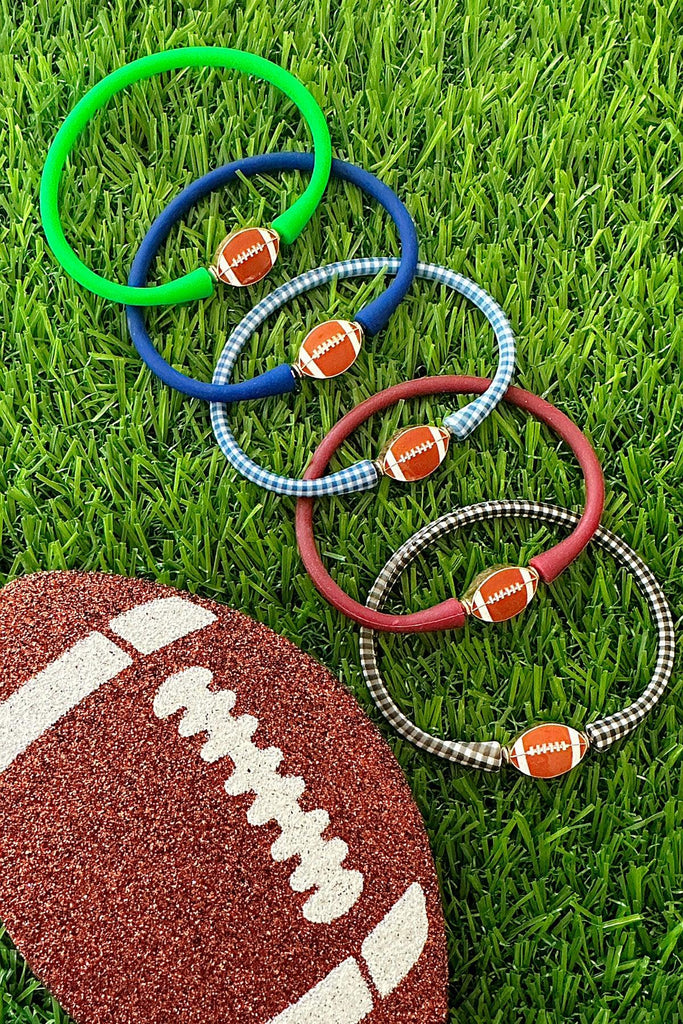 Enamel Football Silicone Bali Bracelet in Green - Canvas Style