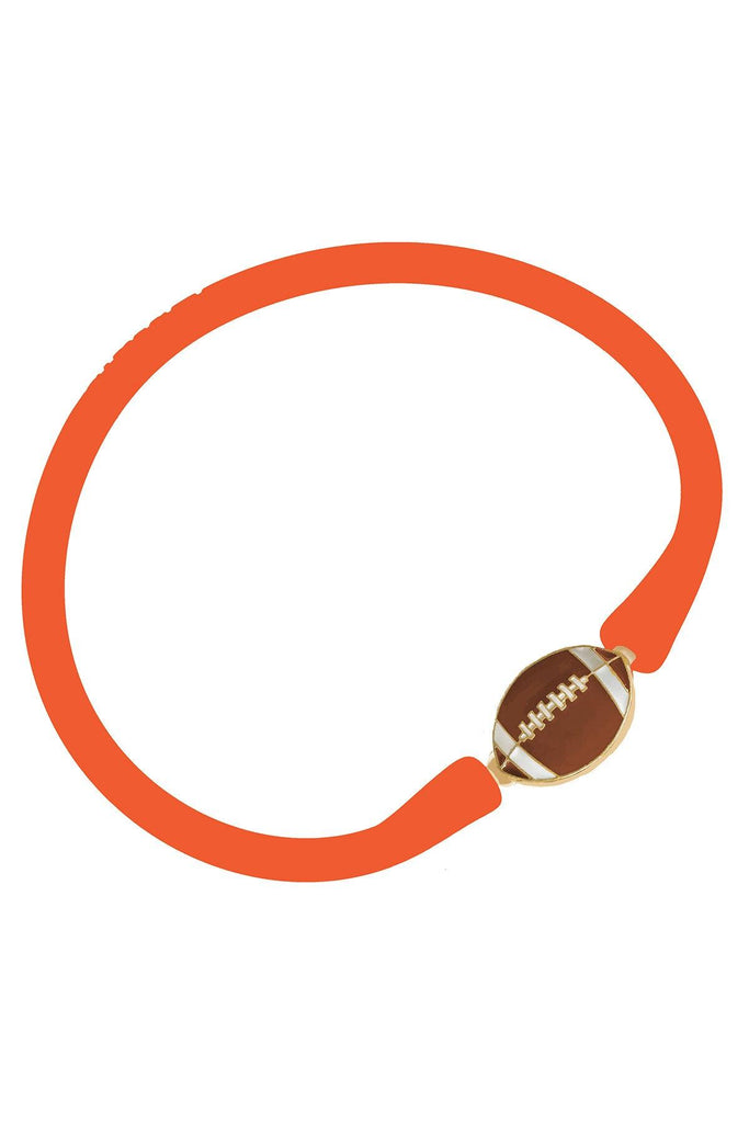 Enamel Football Silicone Bali Bracelet in Orange - Canvas Style