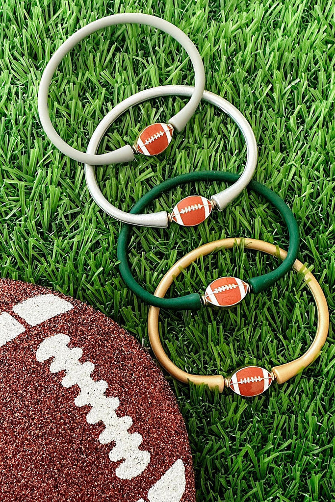 Enamel Football Silicone Bali Bracelet in Steel Grey - Canvas Style