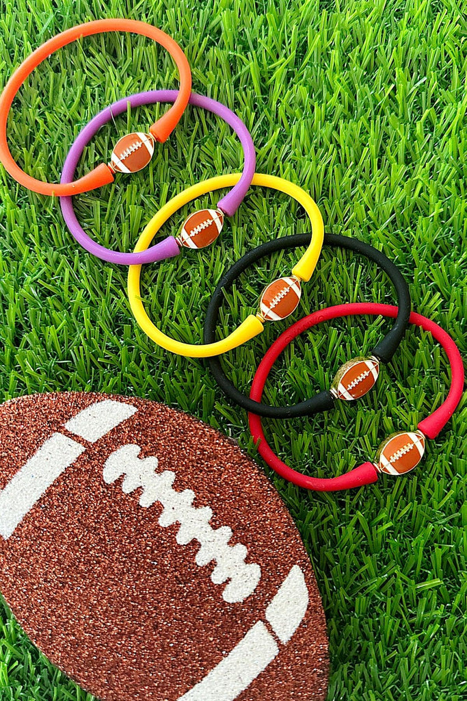 Enamel Football Silicone Bali Bracelet in Yellow - Canvas Style