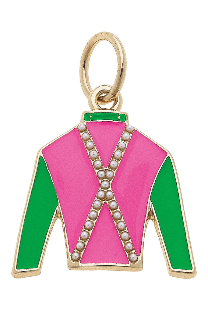 Enamel Jockey Silk Charm in Pink & Green - Canvas Style