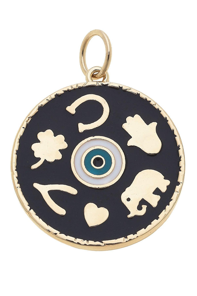 Enamel Talisman Disc Charm in Multi - Canvas Style