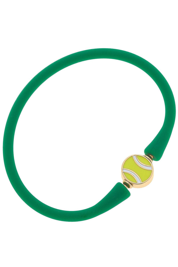 Enamel Tennis Ball Silicone Bali Bracelet in Green - Canvas Style
