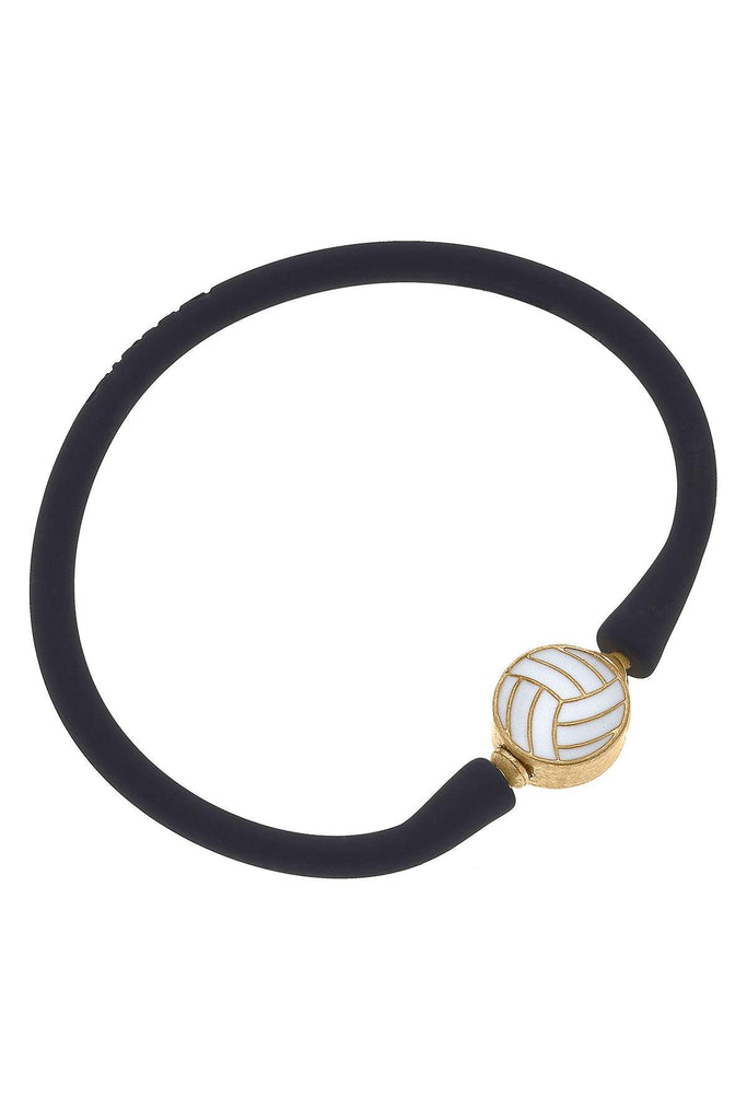 Enamel Volleyball Silicone Bali Bracelet in Black - Canvas Style