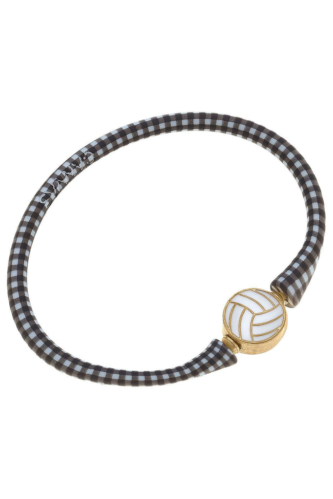 Enamel Volleyball Silicone Bali Bracelet in Black Gingham - Canvas Style