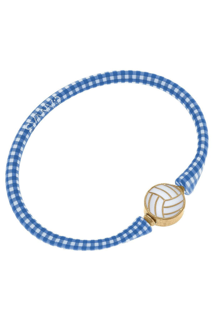 Enamel Volleyball Silicone Bali Bracelet in Blue Gingham - Canvas Style
