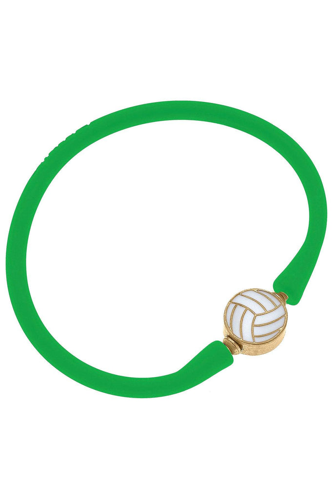 Enamel Volleyball Silicone Bali Bracelet in Green - Canvas Style