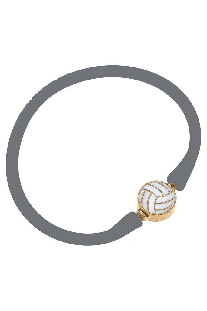 Enamel Volleyball Silicone Bali Bracelet in Grey - Canvas Style