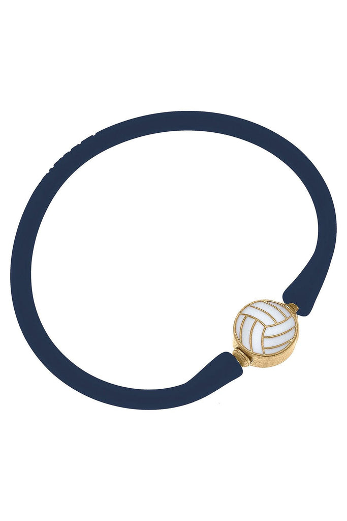 Enamel Volleyball Silicone Bali Bracelet in Navy - Canvas Style