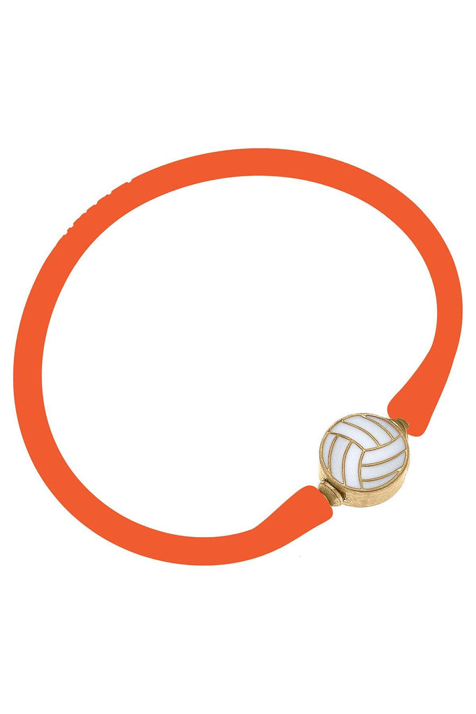 Enamel Volleyball Silicone Bali Bracelet in Orange - Canvas Style