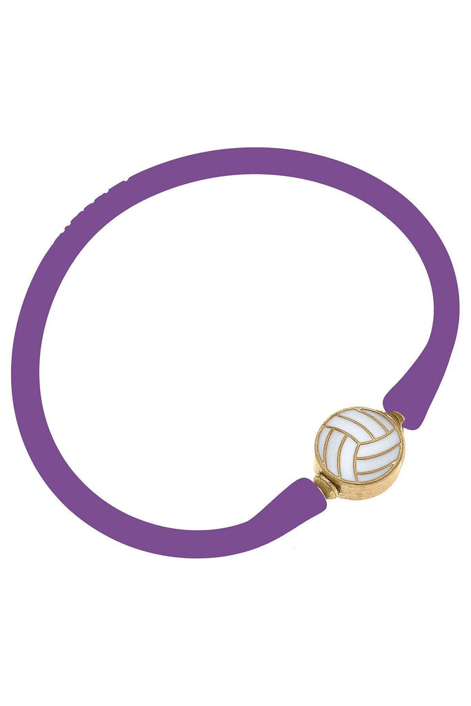 Enamel Volleyball Silicone Bali Bracelet in Purple - Canvas Style