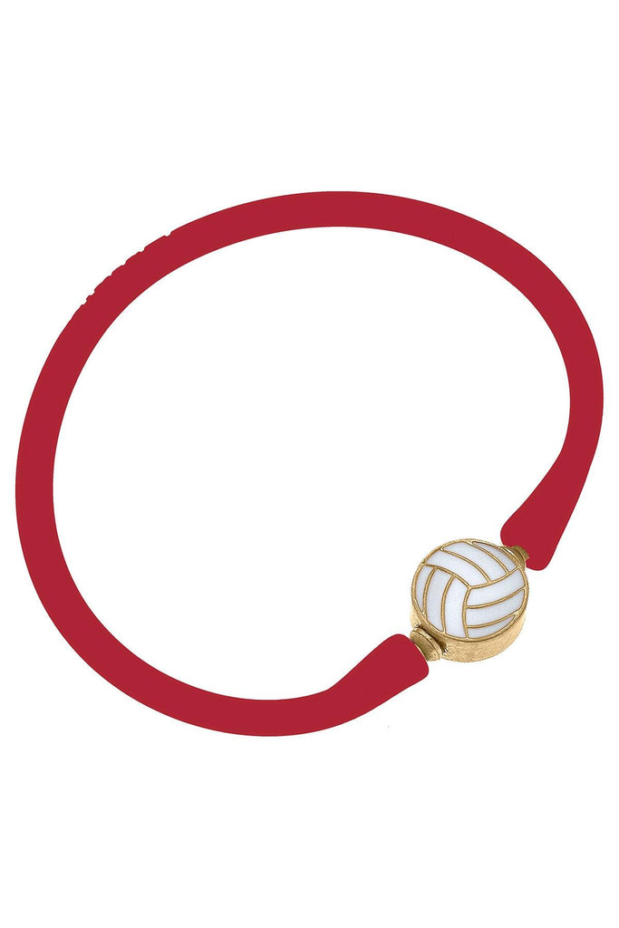 Enamel Volleyball Silicone Bali Bracelet in Red - Canvas Style