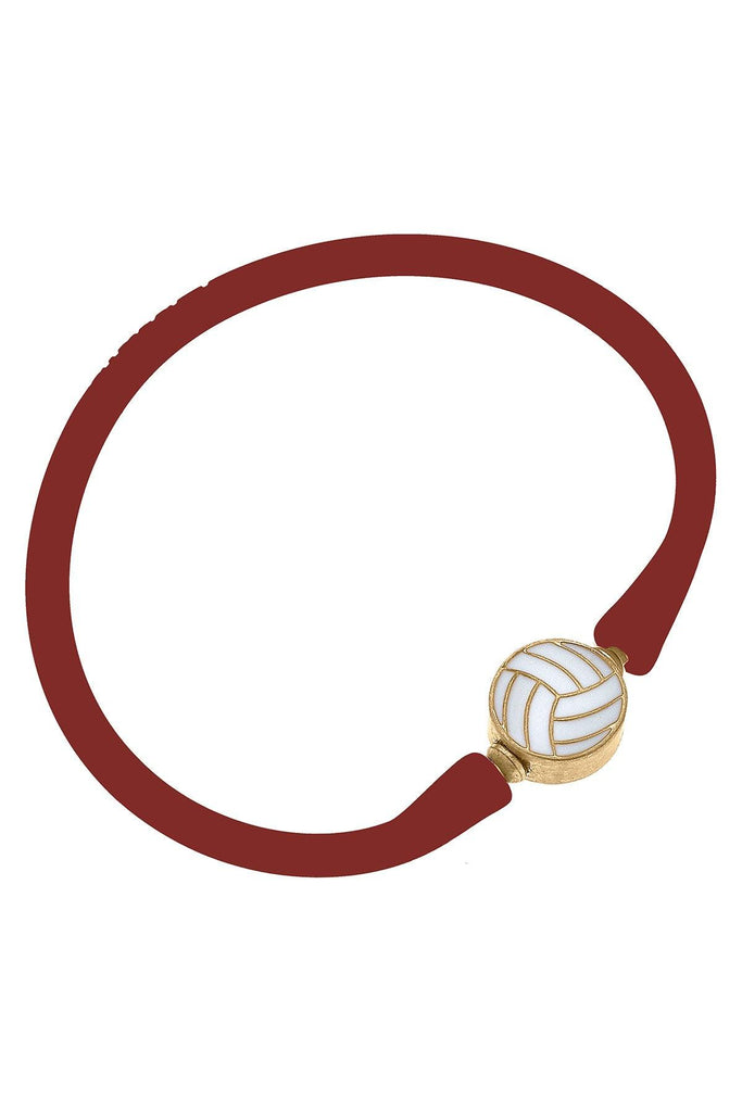Enamel Volleyball Silicone Bali Bracelet in Rust - Canvas Style