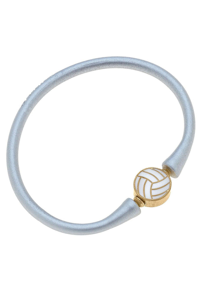 Enamel Volleyball Silicone Bali Bracelet in Silver - Canvas Style
