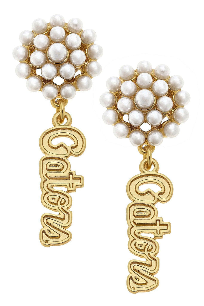 Florida Gators Pearl Cluster 24K Gold Plated Logo Earrings - Canvas Style