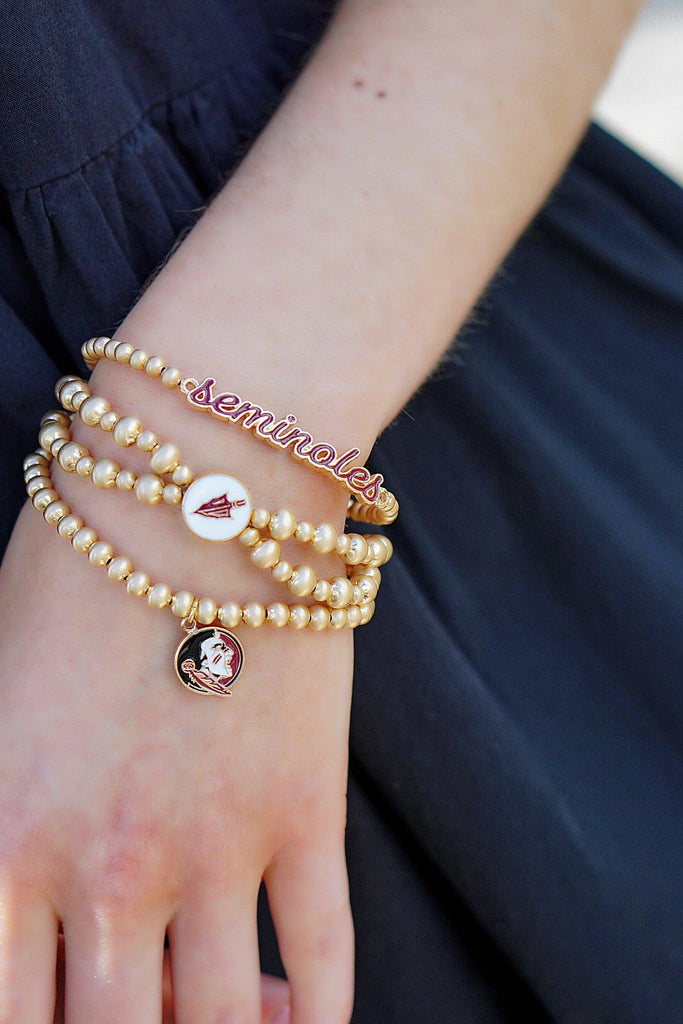 Florida State Seminoles 2-Row Ball Bead Stretch Bracelet - Canvas Style