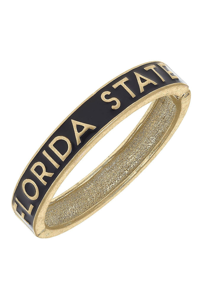 Florida State Seminoles Enamel Hinge Bangle in Black - Canvas Style