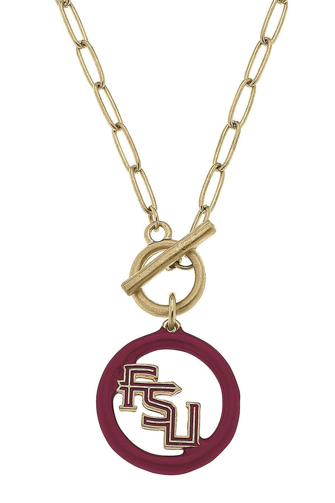 Florida State Seminoles Enamel Logo T-Bar 16" Necklace - Canvas Style