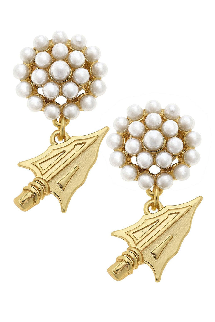 Florida State Seminoles Pearl Cluster 24K Gold Plated Logo Earrings - Canvas Style