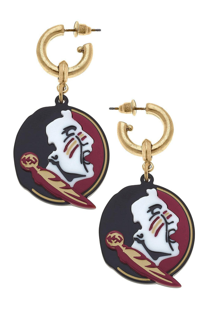 Florida State Seminoles Resin Logo Drop Hoop Earrings - Canvas Style