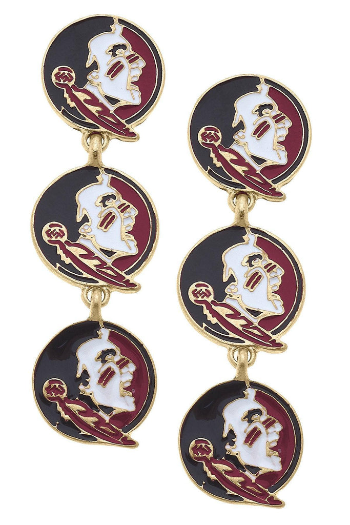 Florida State Seminoles Triple Drop Enamel Earrings - FINAL SALE - Canvas Style