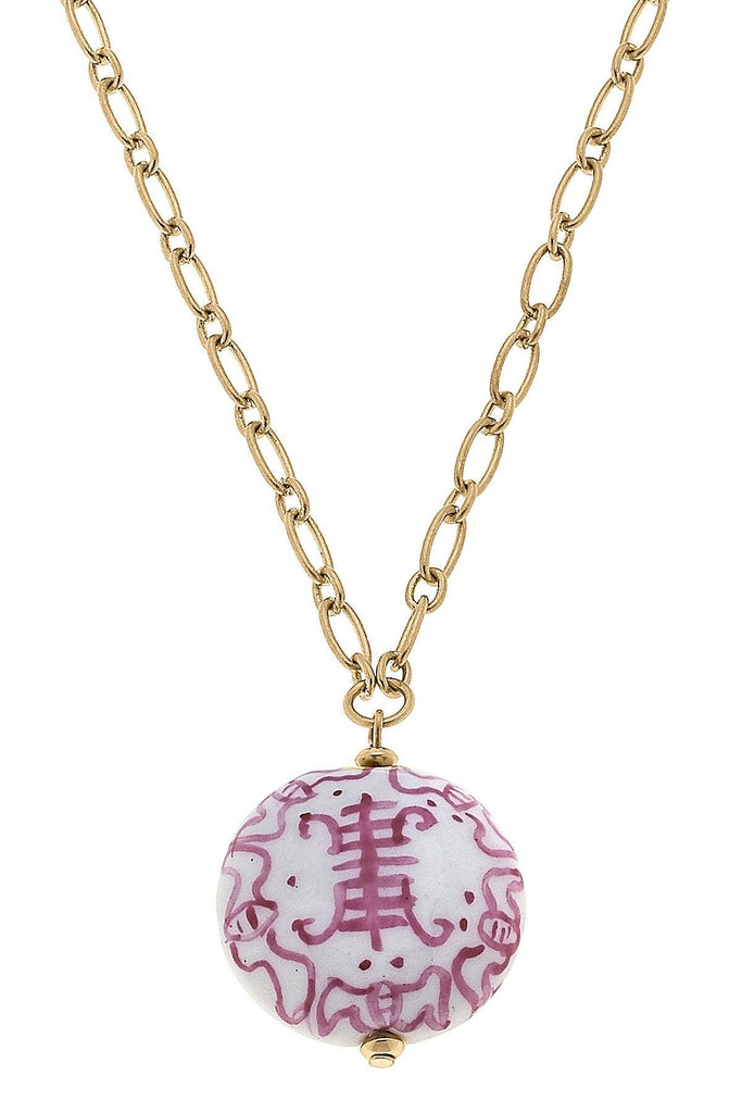 Francesca Chinoiserie Necklace in Pink & White - Canvas Style