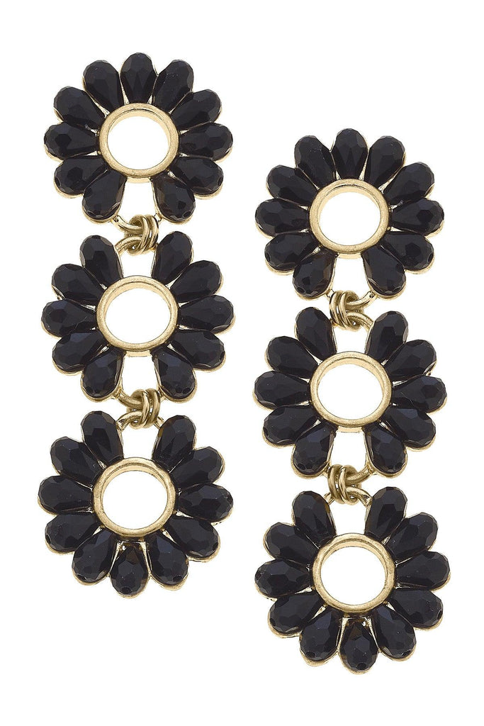 Francie Festive Glass Statement Earrings in Black - Canvas Style