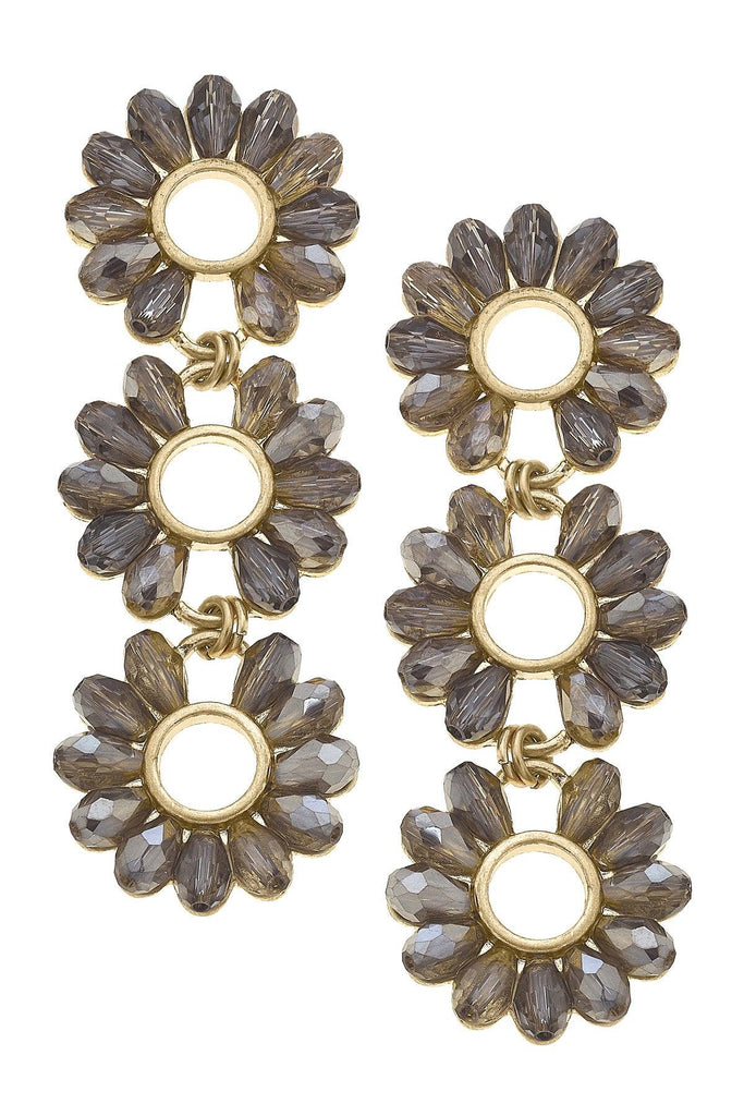 Francie Festive Glass Statement Earrings in Black Diamond - Canvas Style