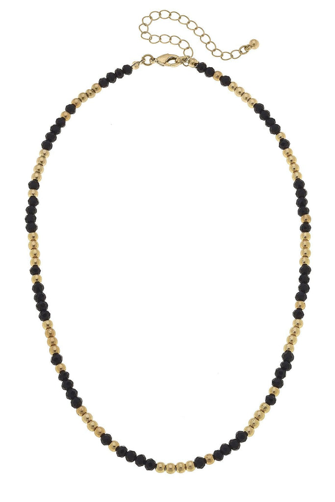 Gabbi Glass Beaded Necklace in Black & Gold - Canvas Style