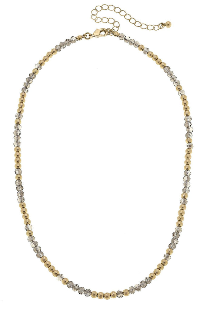 Gabbi Glass Beaded Necklace in Black Diamond & Gold - Canvas Style